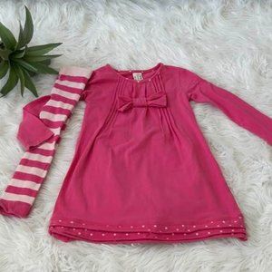 Deux par Deux Pink Bow Dress Striped Footless Tights